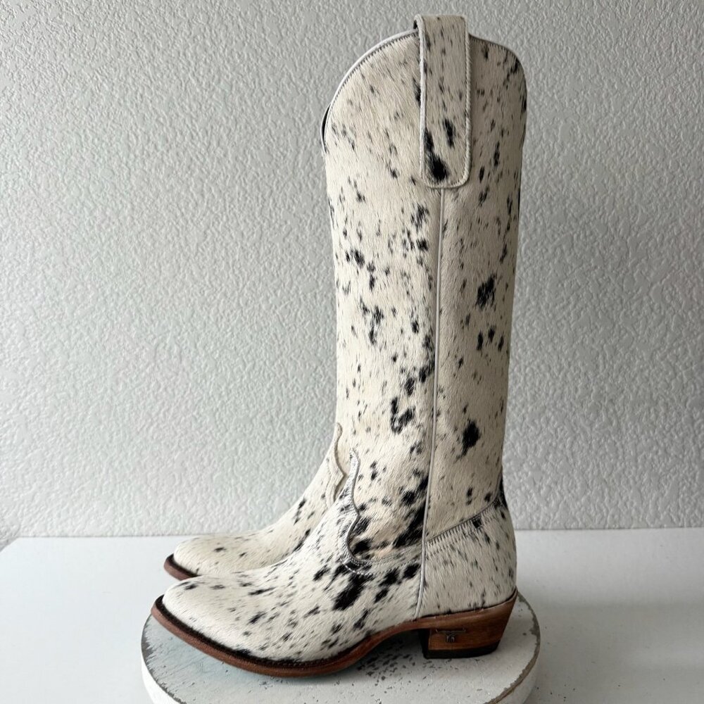 Lane Boots Womens Cowhide Cowboy Boots Tall Black Western Cow Skin Size 7.5 NEW - Picture 4 of 13